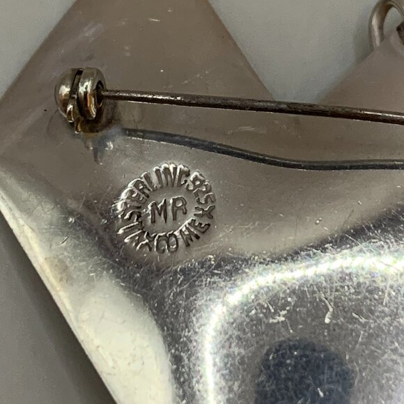 TAXCO Modernist Heart Brooch by Melicio Rodriguez Vtg 925 Sterling Silver Rare - Picture 6 of 7